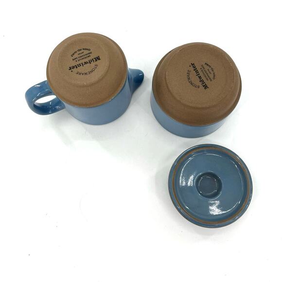 W.R. Midwinter Ltd Blue oven to table stoneware creamer and sugar container - Picture 5 of 6